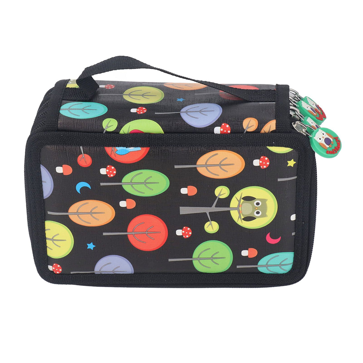 Colored Pencil Case Pencil Holder with Zipper Closure Large Capacity Pencil Case Foldable Colored Pencil Bag Cartoon Black 4 Layers 72 Holes