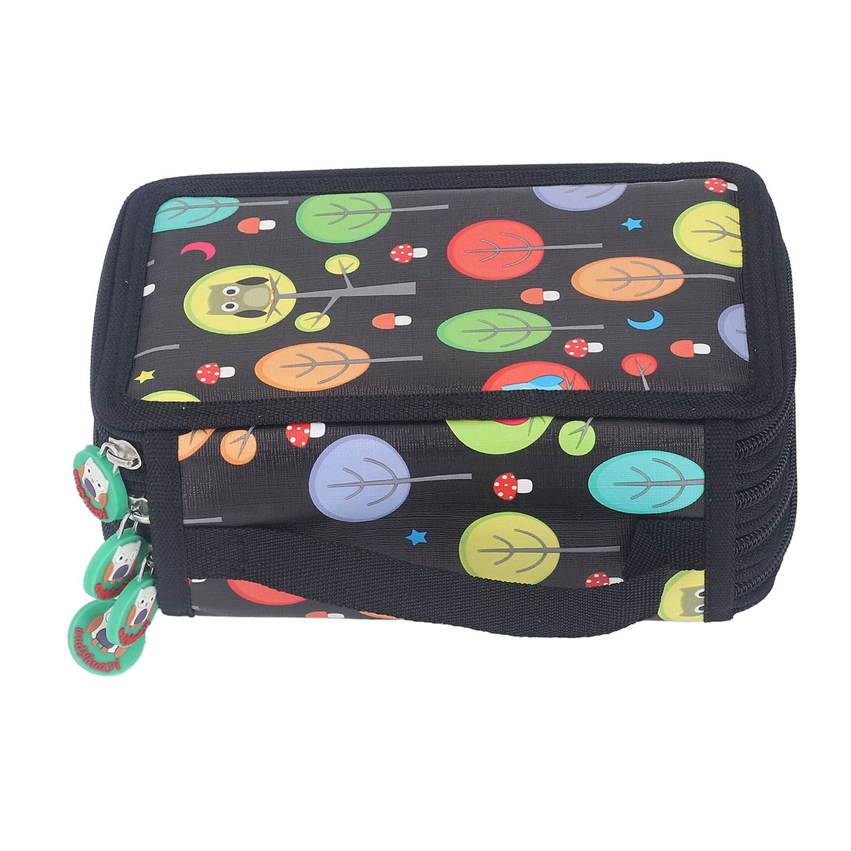 Colored Pencil Case Pencil Holder with Zipper Closure Large Capacity Pencil Case Foldable Colored Pencil Bag Cartoon Black 4 Layers 72 Holes