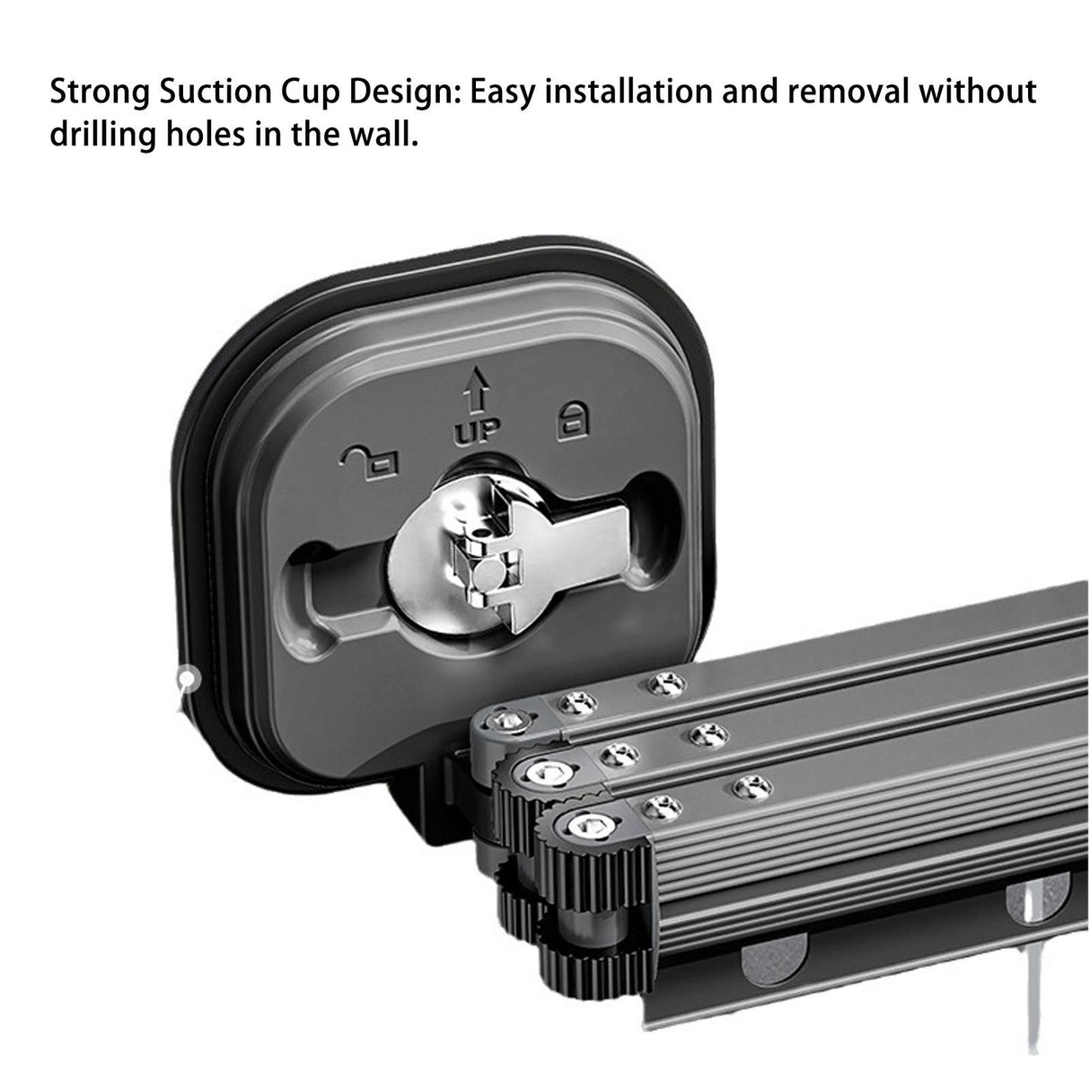 Retractable Clothes Drying Rack Wall Mount Drill Free Bifold Windproof Space Saver Suction Cup Clothes Hanger for Laundry