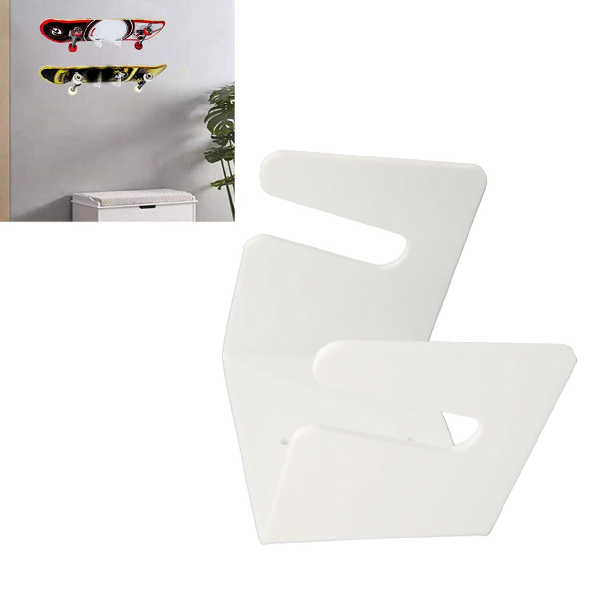 Skateboard Wall Mount Acrylic Display Storage Holder Hanger Home Decoration for Indoor White