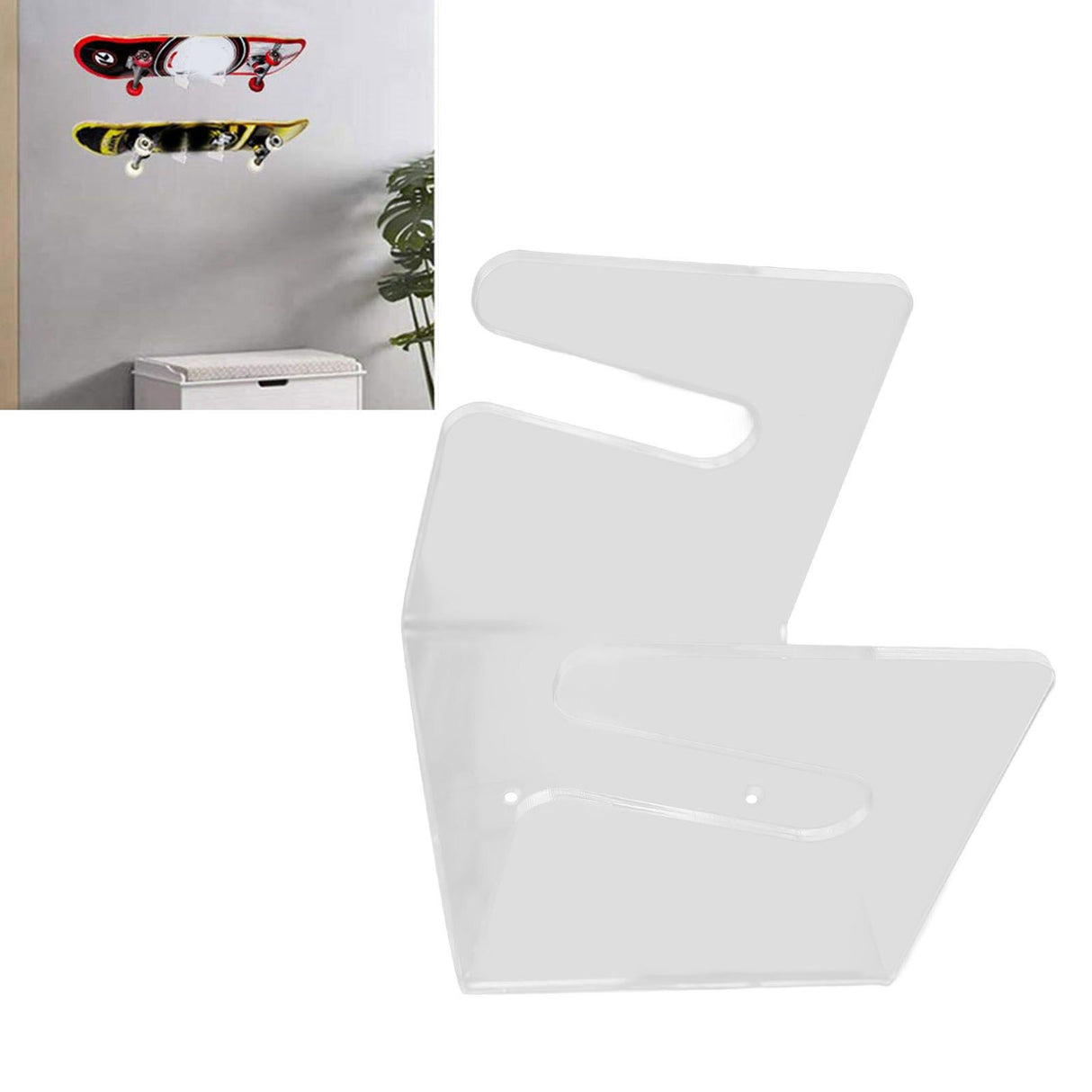 Skateboard Wall Mount Acrylic Display Storage Holder Hanger Home Decoration for Indoor Transparent