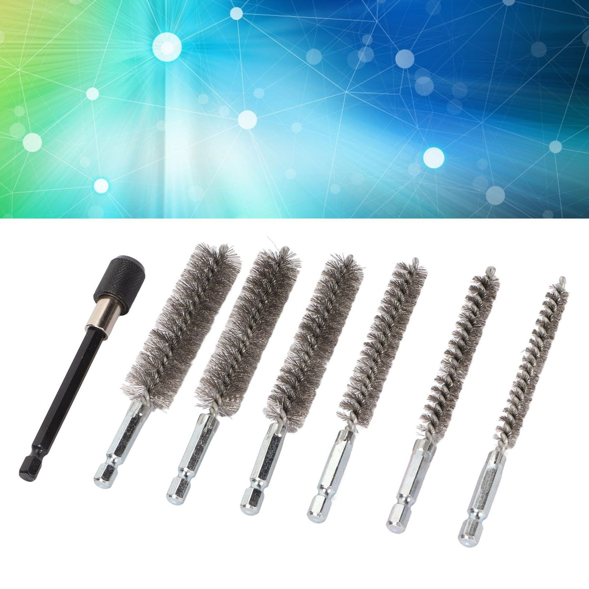 7Pcs Stainless Steel Bore Brush Stainless Steel Bristles Wire Brush in Different Sizes for Power Drill Cleaning