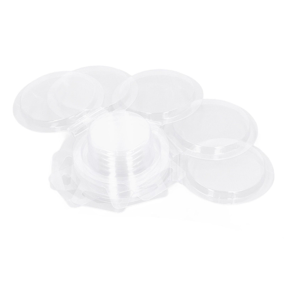 100PCS Wax Melt Molds Calmshell PET Separate Transparent Hanging Hole Empty Wax Melt Container for DIY Candles Chocolate Round