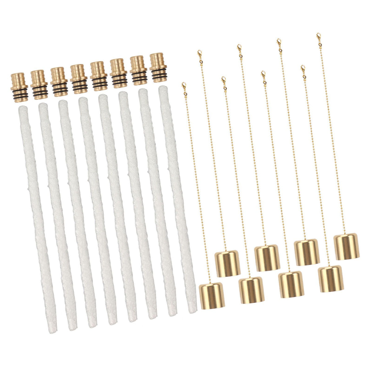 8Pack Wine Bottle Torch Kit Long Life Torch Wicks Brass Torch Wick Holders Caps Wine Bottle Torch for Garden Patio