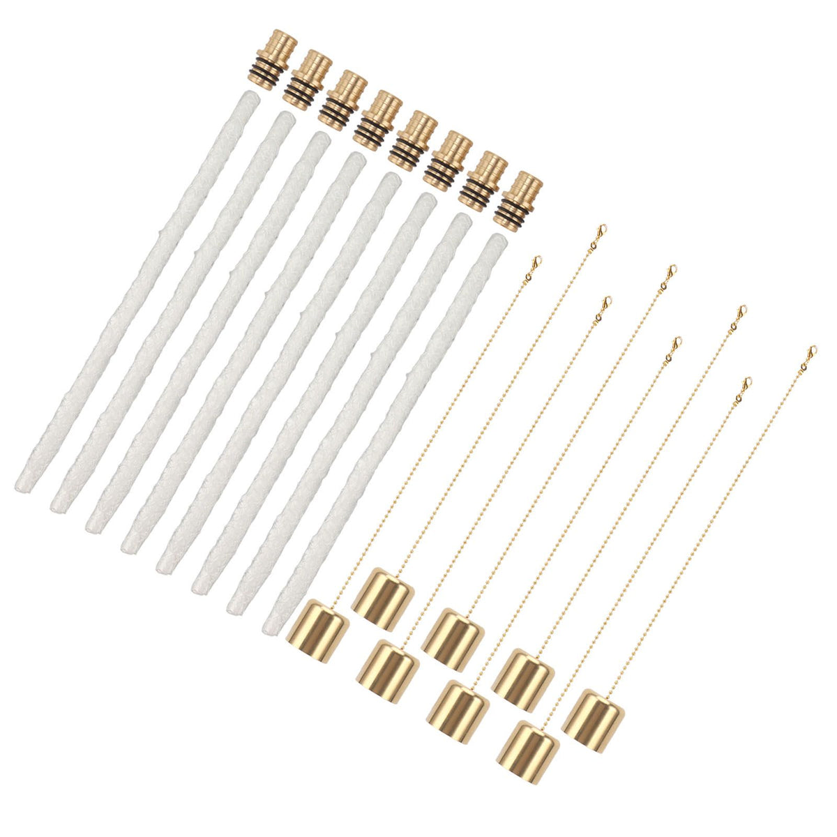 8Pack Wine Bottle Torch Kit Long Life Torch Wicks Brass Torch Wick Holders Caps Wine Bottle Torch for Garden Patio