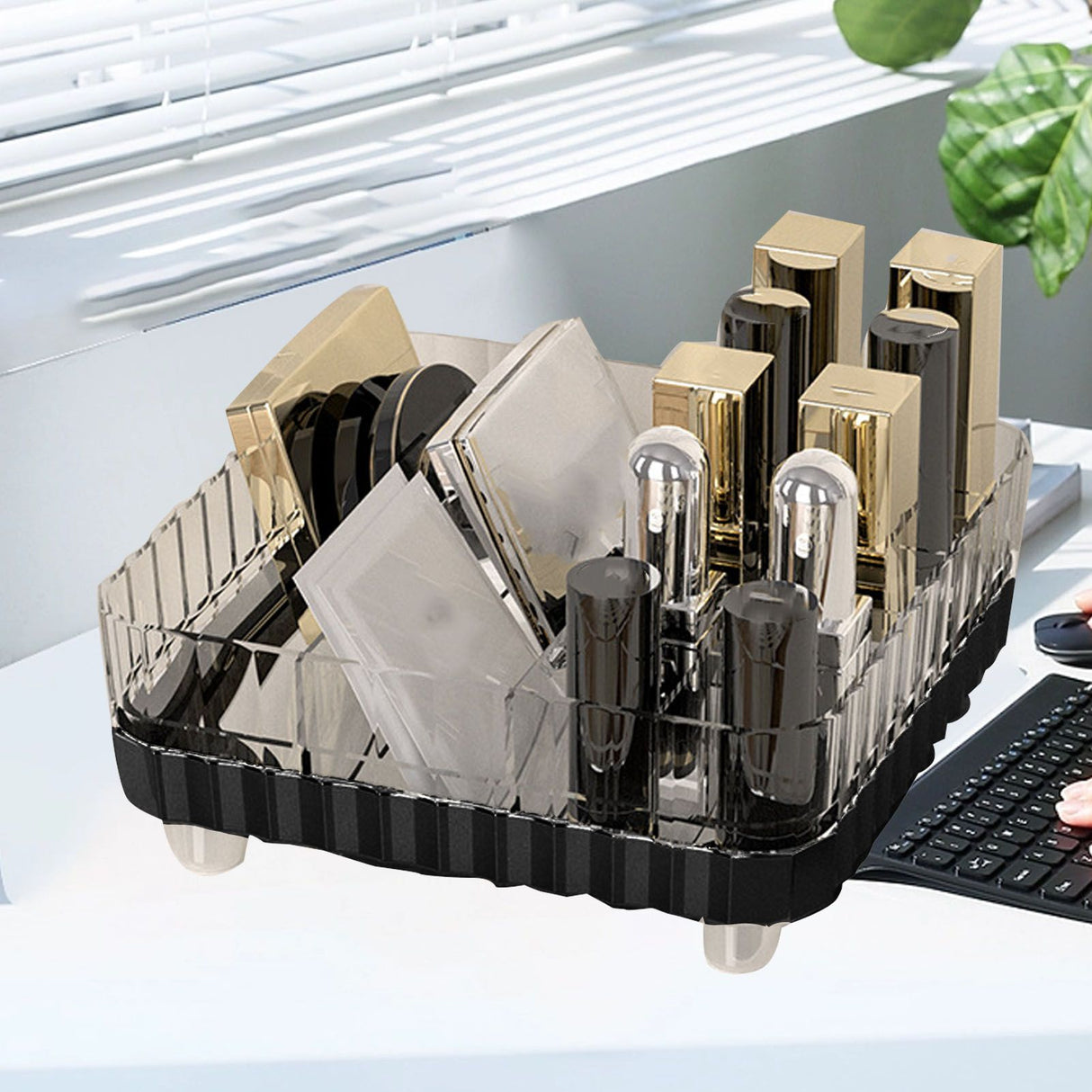 Makeup Organizer with Multiple Compartments Anti Slip Plastic Vanity Makeup Organizer for Cosmetics Lipsticks Jewelry Transparent Black