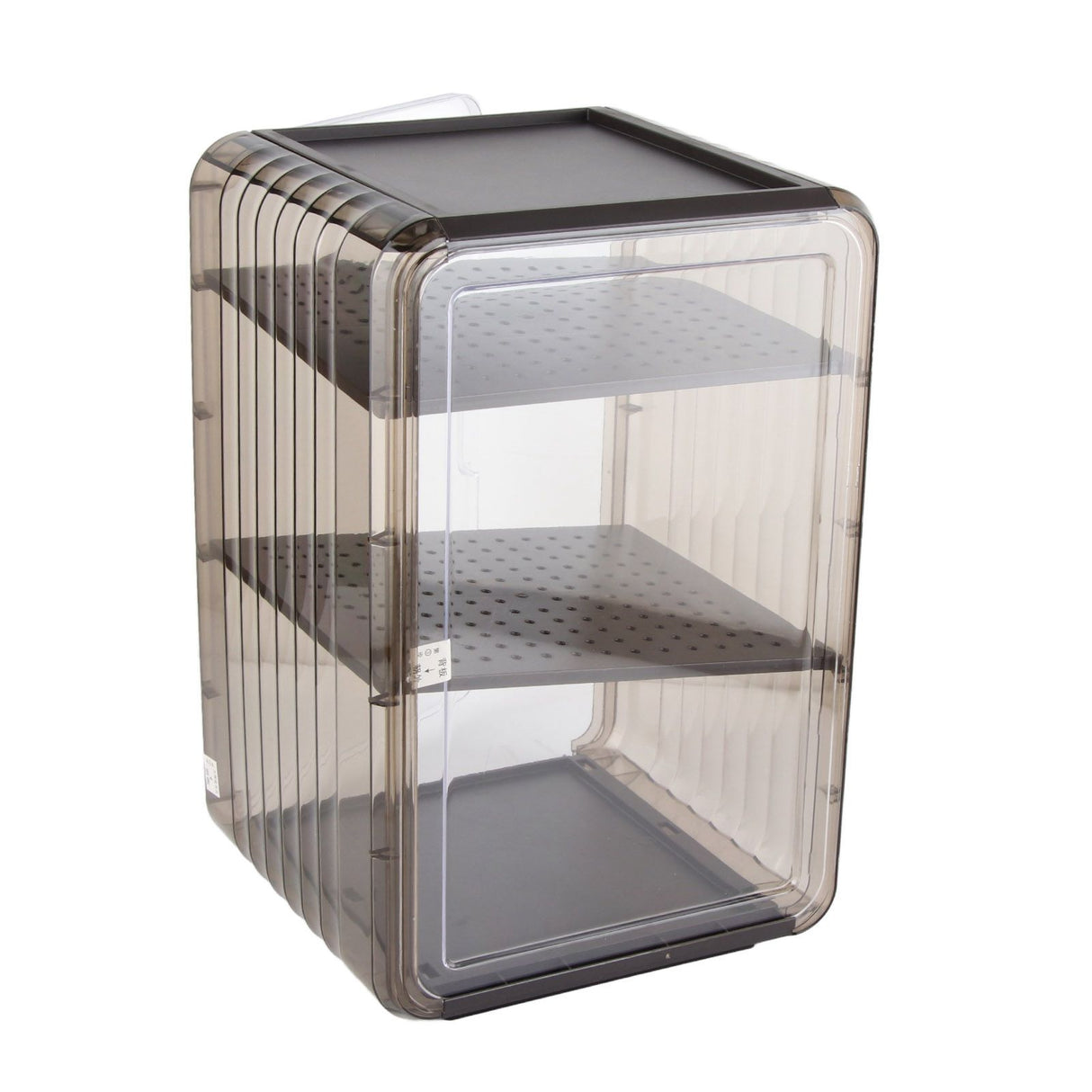 Cup Storage Rack Dustproof Stackable Plastic Clear Cup Organizer Box for Cabinet Desktop Large Black