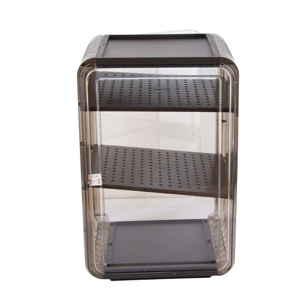 Cup Storage Rack Dustproof Stackable Plastic Clear Cup Organizer Box for Cabinet Desktop Large Black