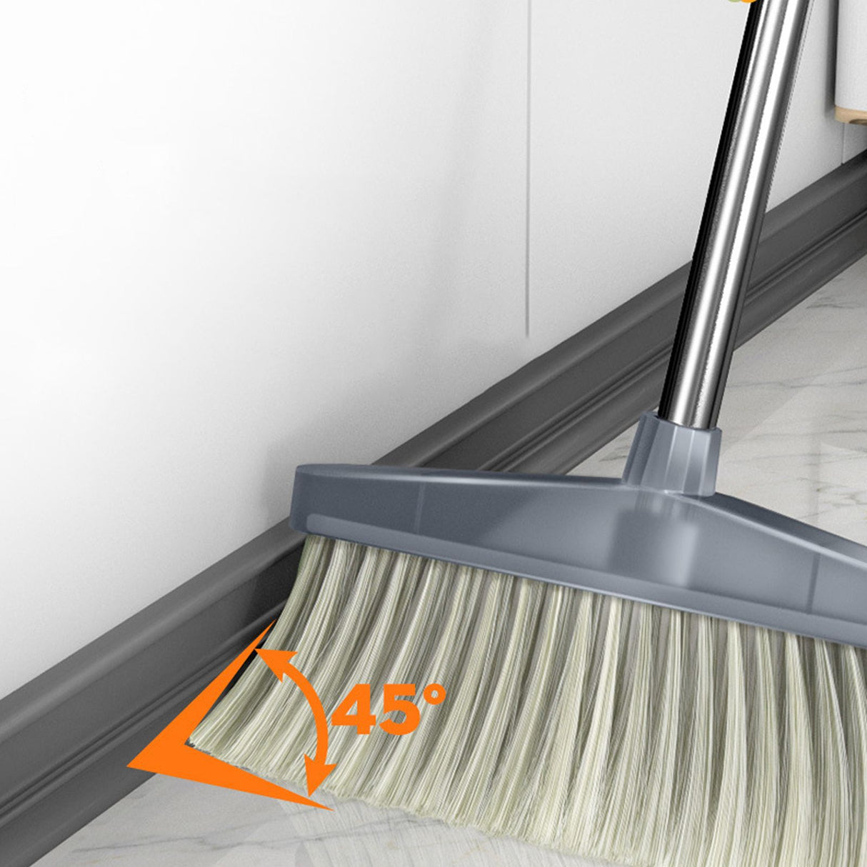 Broom Dustpan Set Cleaning Tool Dust Pan Long Handle Broom Brush Kit for Home Bedroom Gray