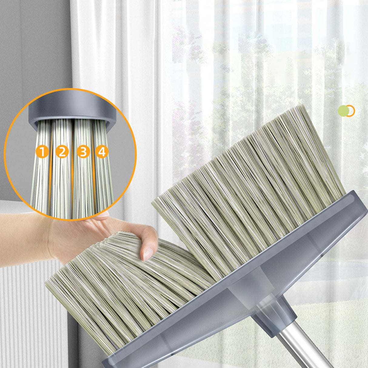 Broom Dustpan Set Cleaning Tool Dust Pan Long Handle Broom Brush Kit for Home Bedroom Gray