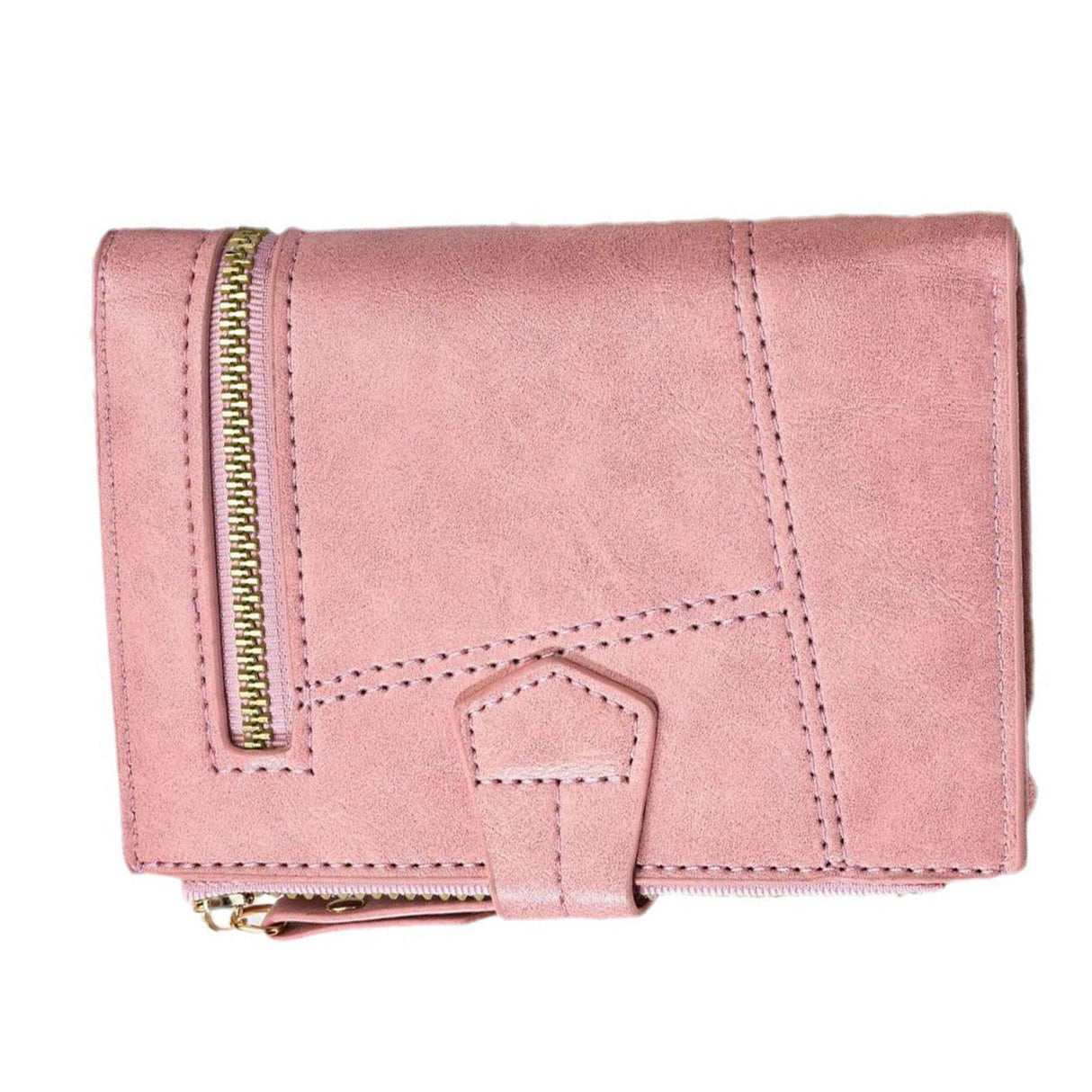 Women Wallet PU Leather Short Small Size Multiple Slots Card Holder Coin Purse for Daily Life Pink