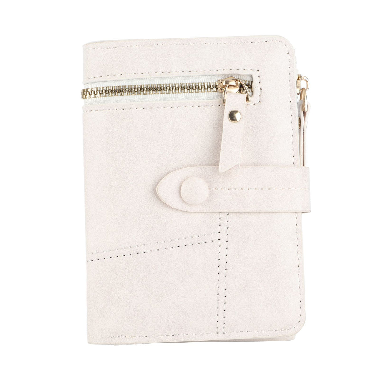 Women Wallet PU Leather Short Small Size Multiple Slots Card Holder Coin Purse for Daily Life White