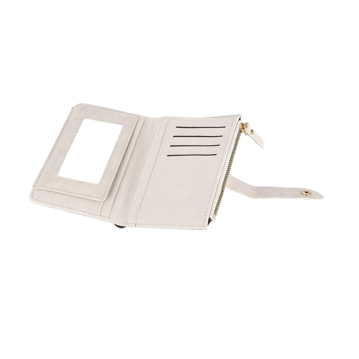 Women Wallet PU Leather Short Small Size Multiple Slots Card Holder Coin Purse for Daily Life White