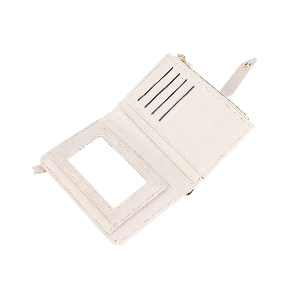 Women Wallet PU Leather Short Small Size Multiple Slots Card Holder Coin Purse for Daily Life White
