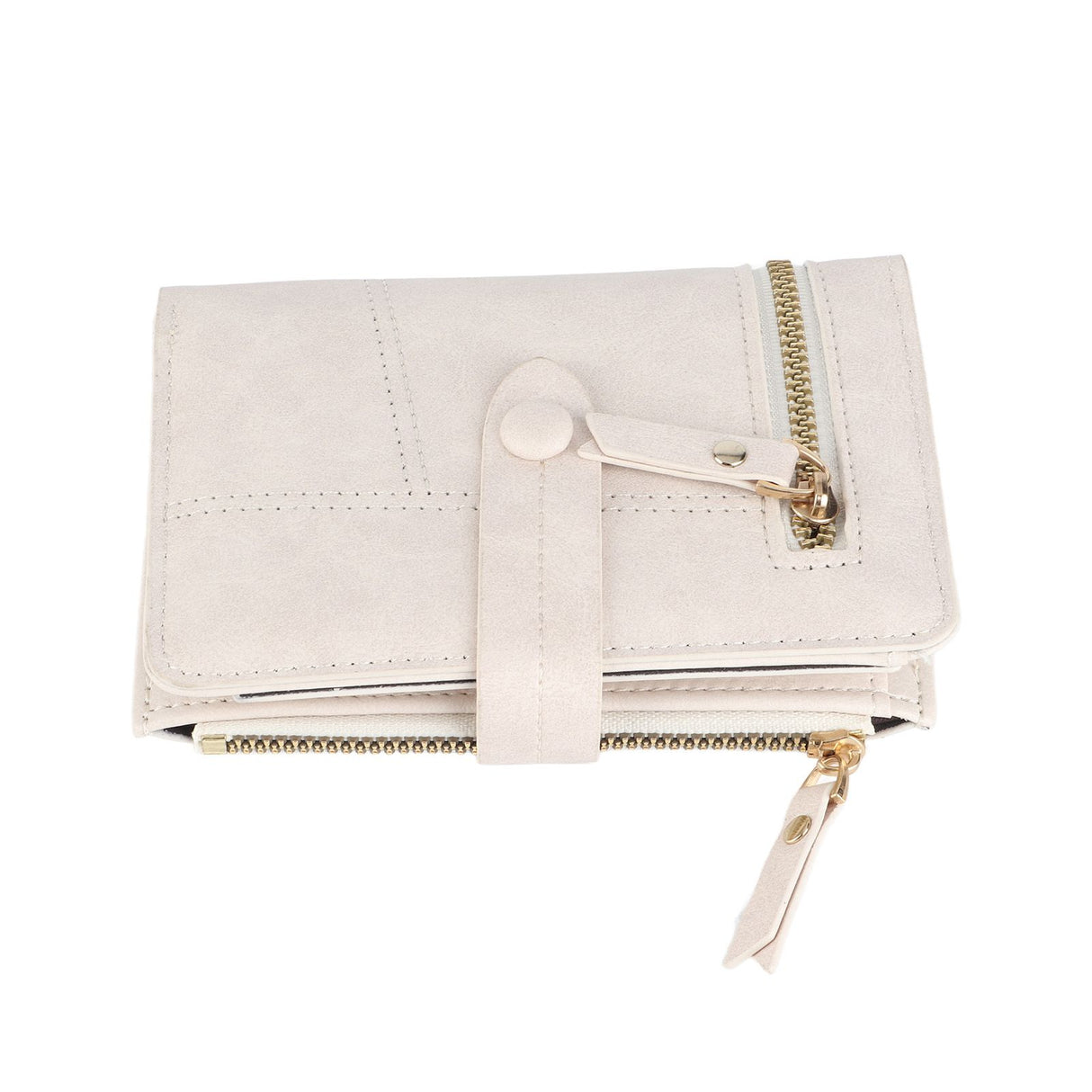 Women Wallet PU Leather Short Small Size Multiple Slots Card Holder Coin Purse for Daily Life White