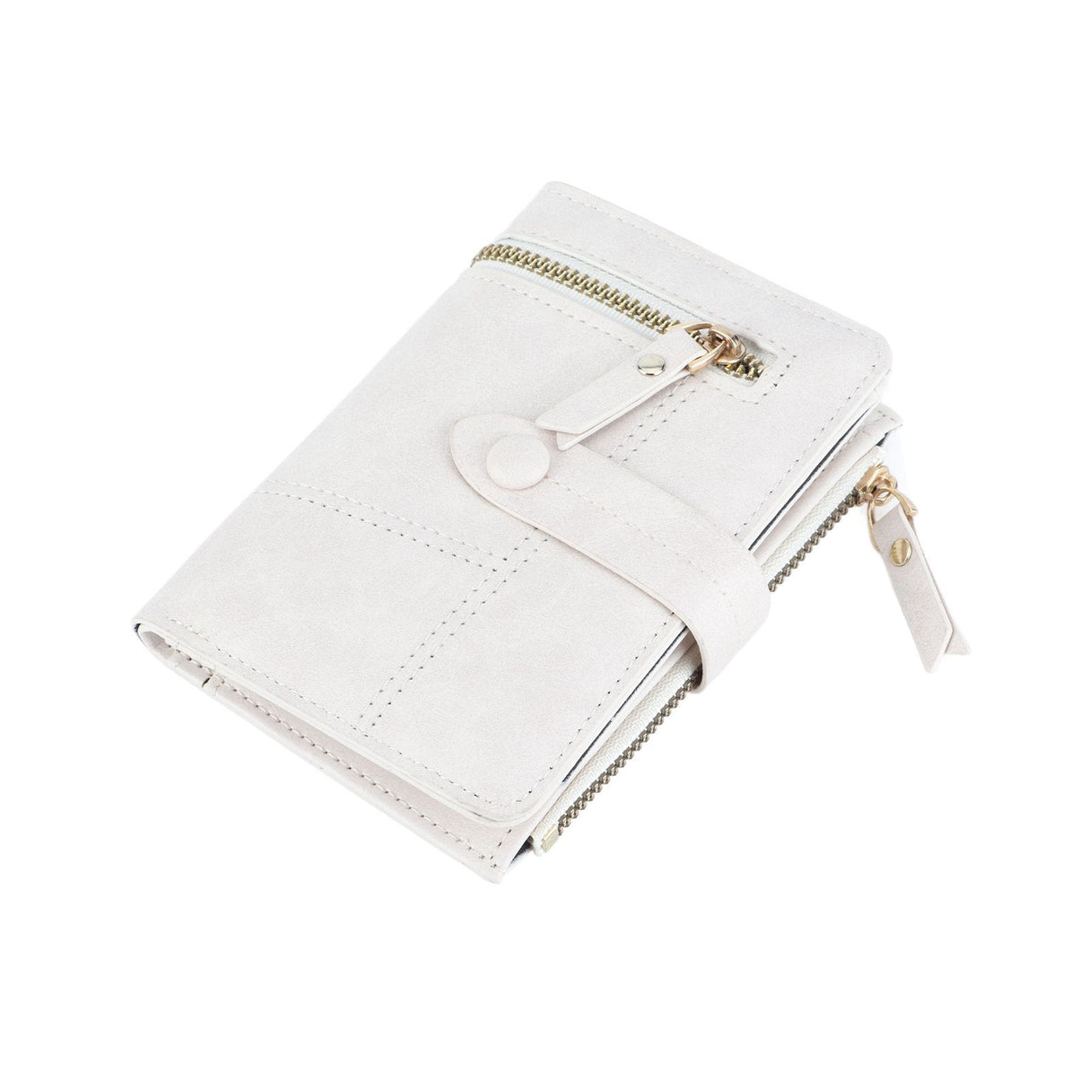 Women Wallet PU Leather Short Small Size Multiple Slots Card Holder Coin Purse for Daily Life White