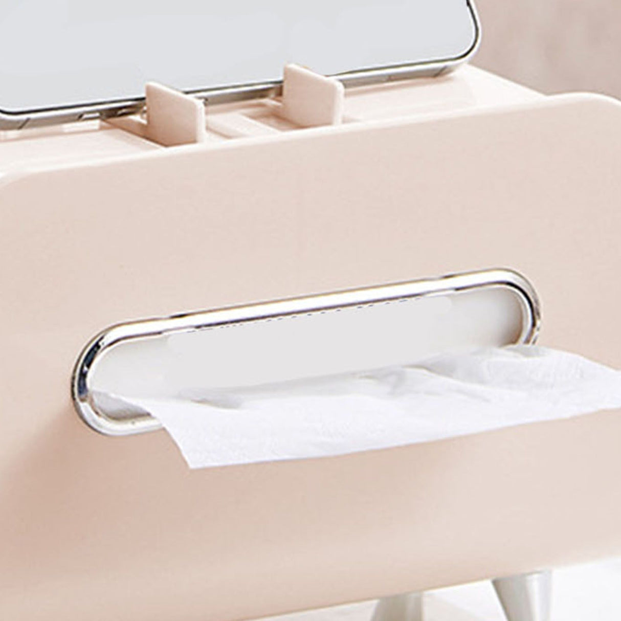 Desktop Tissue Box Multifunction Tissue Storage Dispenser with Phone Holder Remote Control Organizer Pink