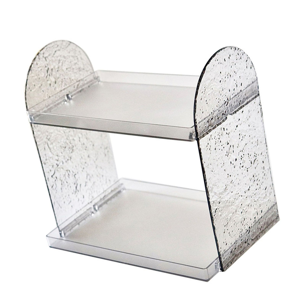 2 Tier Desk Organizer Double Layer Storage Rack Transparent Desktop Stand Holder for Stationery Cosmetic Transparent Grey