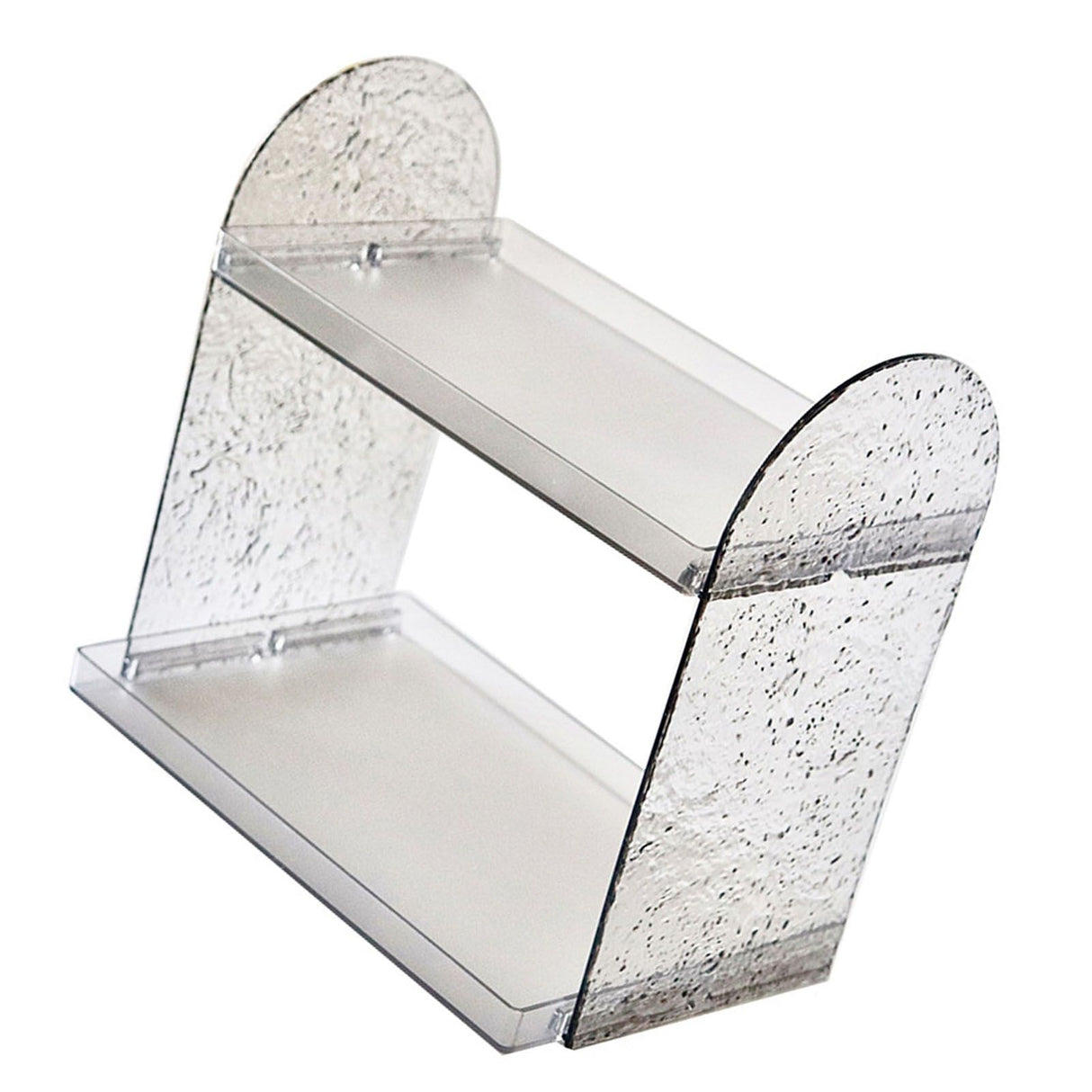 2 Tier Desk Organizer Double Layer Storage Rack Transparent Desktop Stand Holder for Stationery Cosmetic Transparent Grey