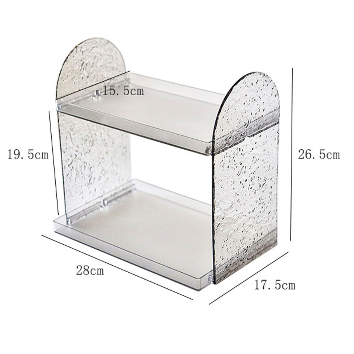 2 Tier Desk Organizer Double Layer Storage Rack Transparent Desktop Stand Holder for Stationery Cosmetic Transparent Grey