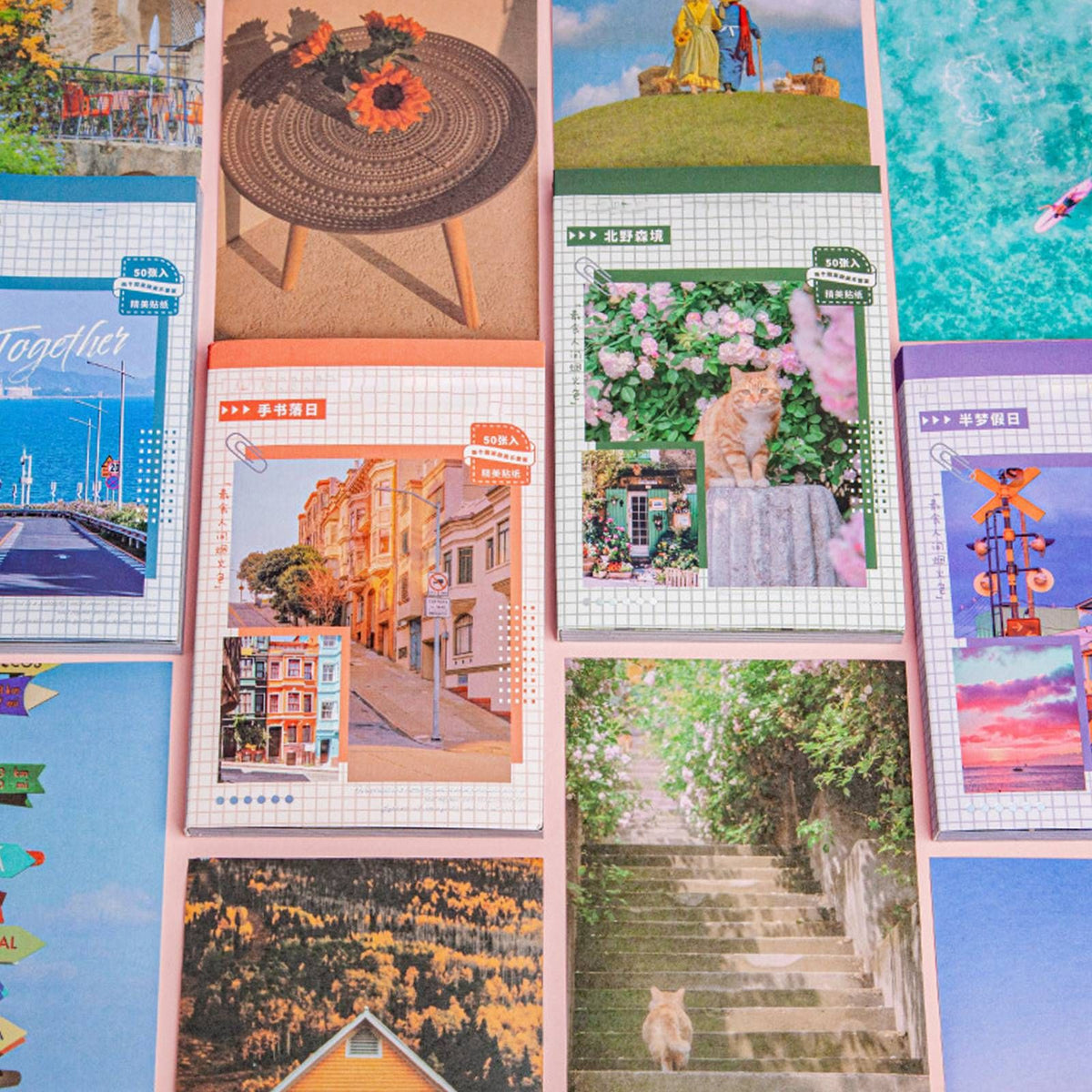50PCS Nature Landscape Stickers Decorative Aesthetic Travel Scenery Scrapbooking Stickers for DIY Planner Journal Notebook Laptops Luggages Green