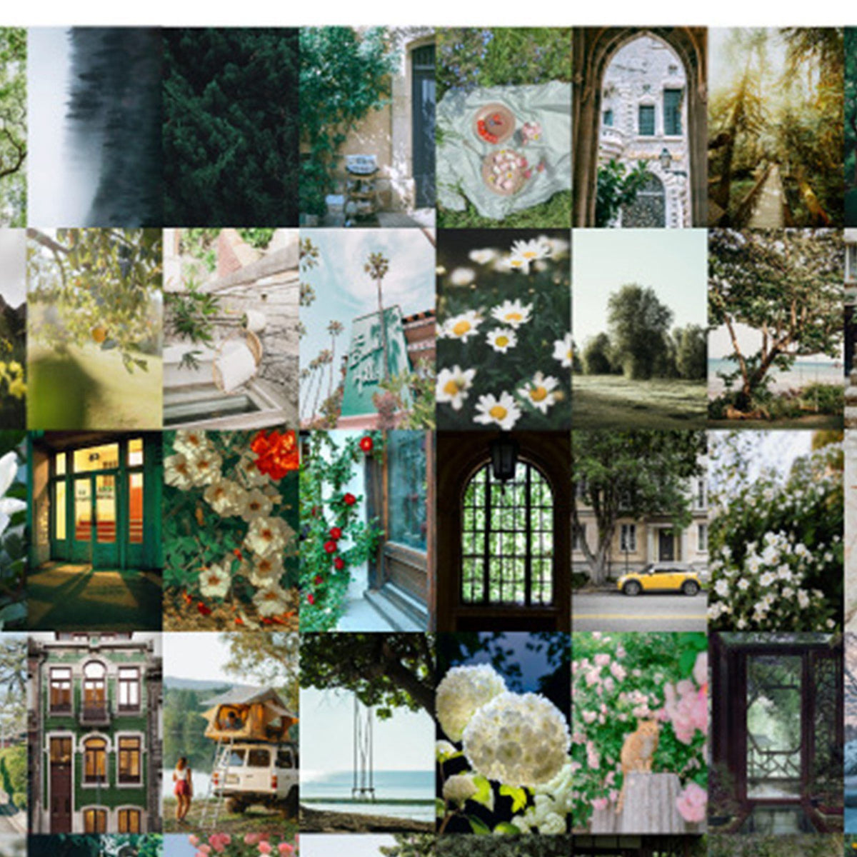 50PCS Nature Landscape Stickers Decorative Aesthetic Travel Scenery Scrapbooking Stickers for DIY Planner Journal Notebook Laptops Luggages Green
