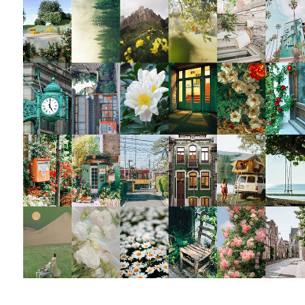 50PCS Nature Landscape Stickers Decorative Aesthetic Travel Scenery Scrapbooking Stickers for DIY Planner Journal Notebook Laptops Luggages Green