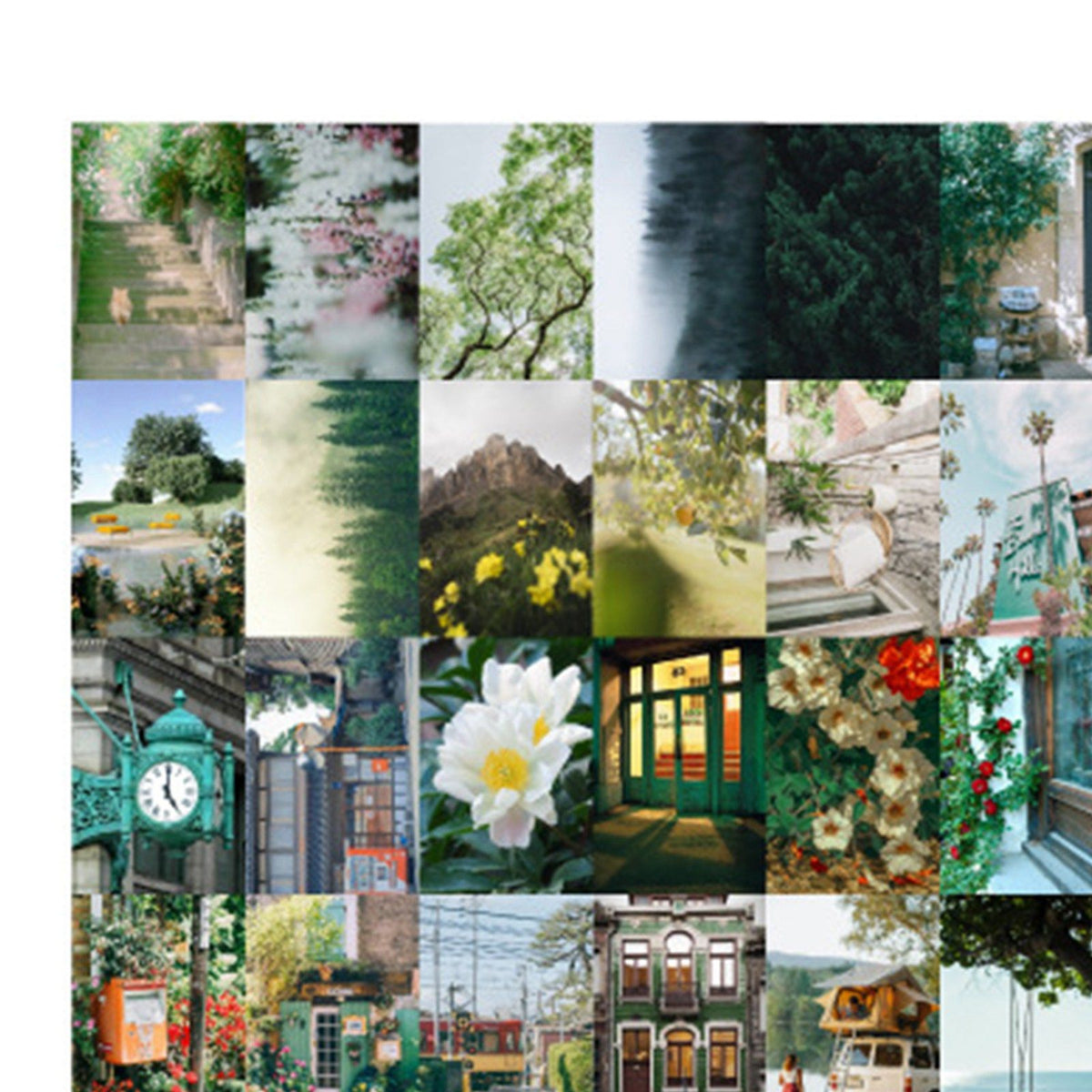50PCS Nature Landscape Stickers Decorative Aesthetic Travel Scenery Scrapbooking Stickers for DIY Planner Journal Notebook Laptops Luggages Green
