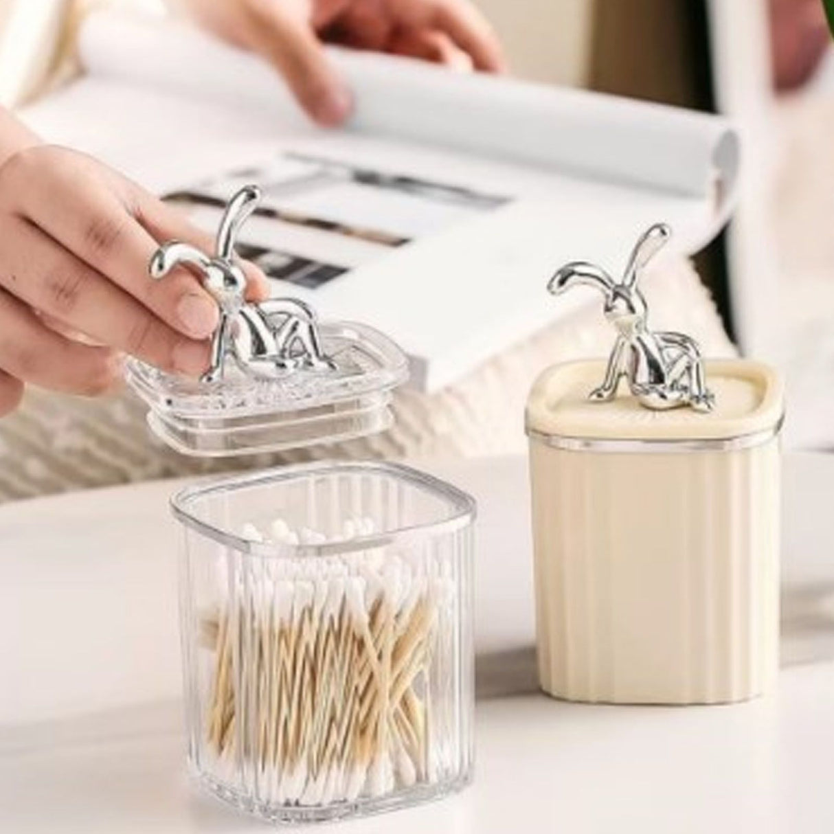 Toothpick Holder Large Capacity Fashion Look Toothpick Container Storage Box Jar for Home Restaurant Transparent