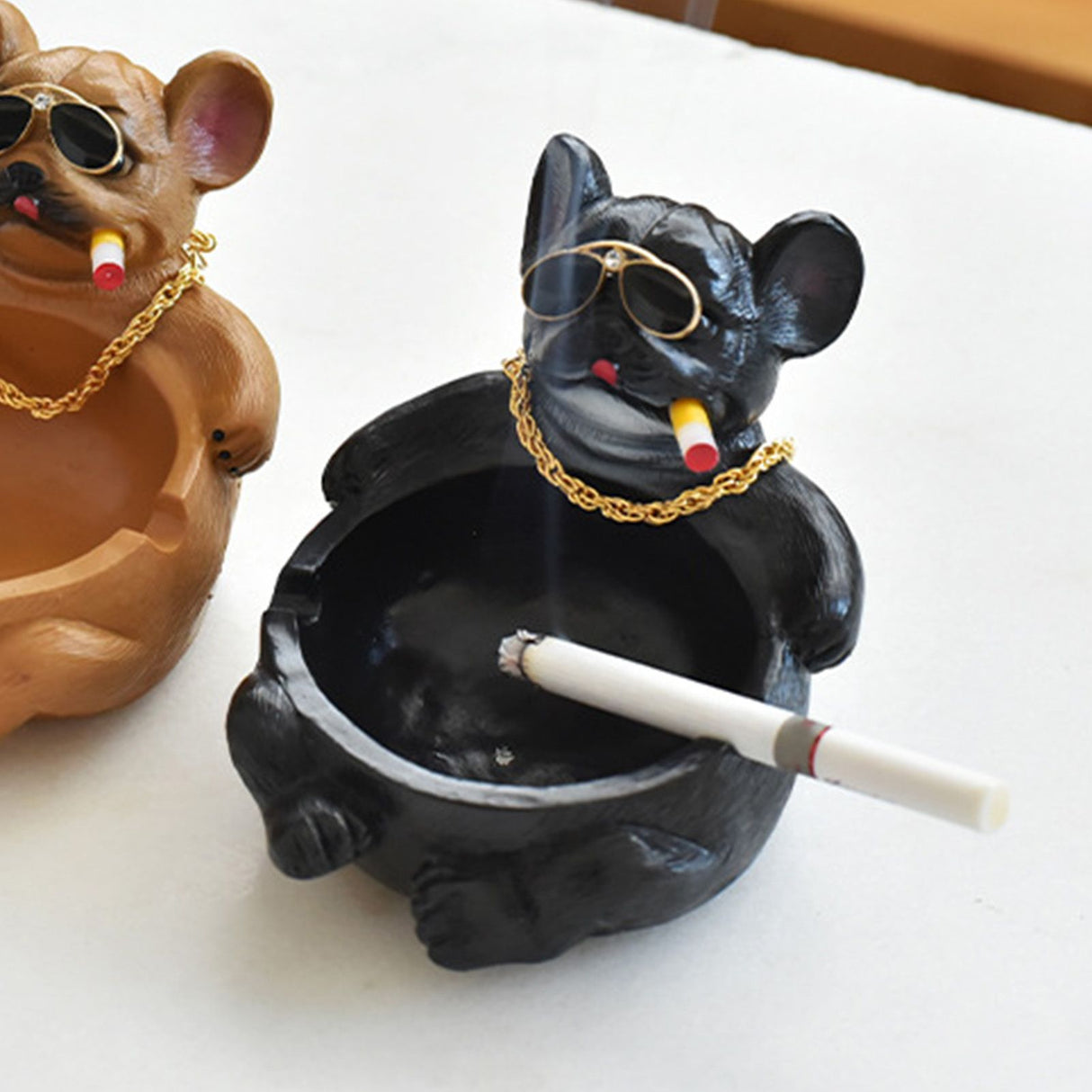 Cartoon Animal Ashtray Household Innovative Decorative Bully Dog Ashtray for Living Room Black