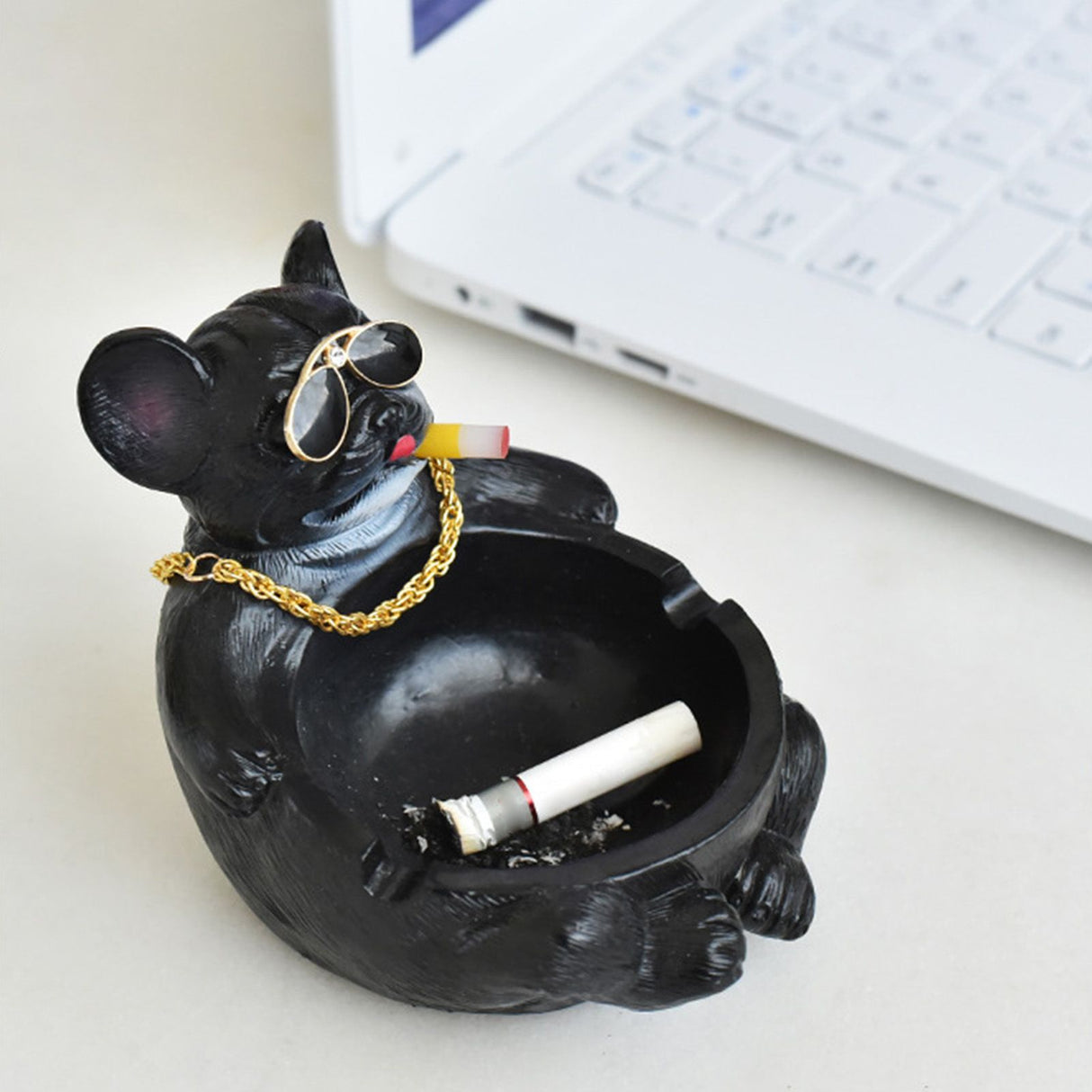 Cartoon Animal Ashtray Household Innovative Decorative Bully Dog Ashtray for Living Room Black
