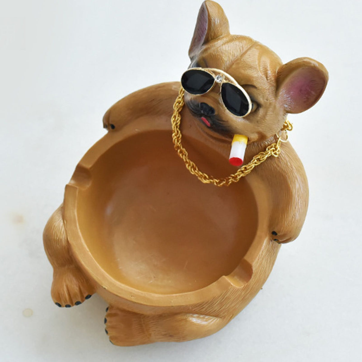 Cartoon Animal Ashtray Household Innovative Decorative Bully Dog Ashtray for Living Room Brown