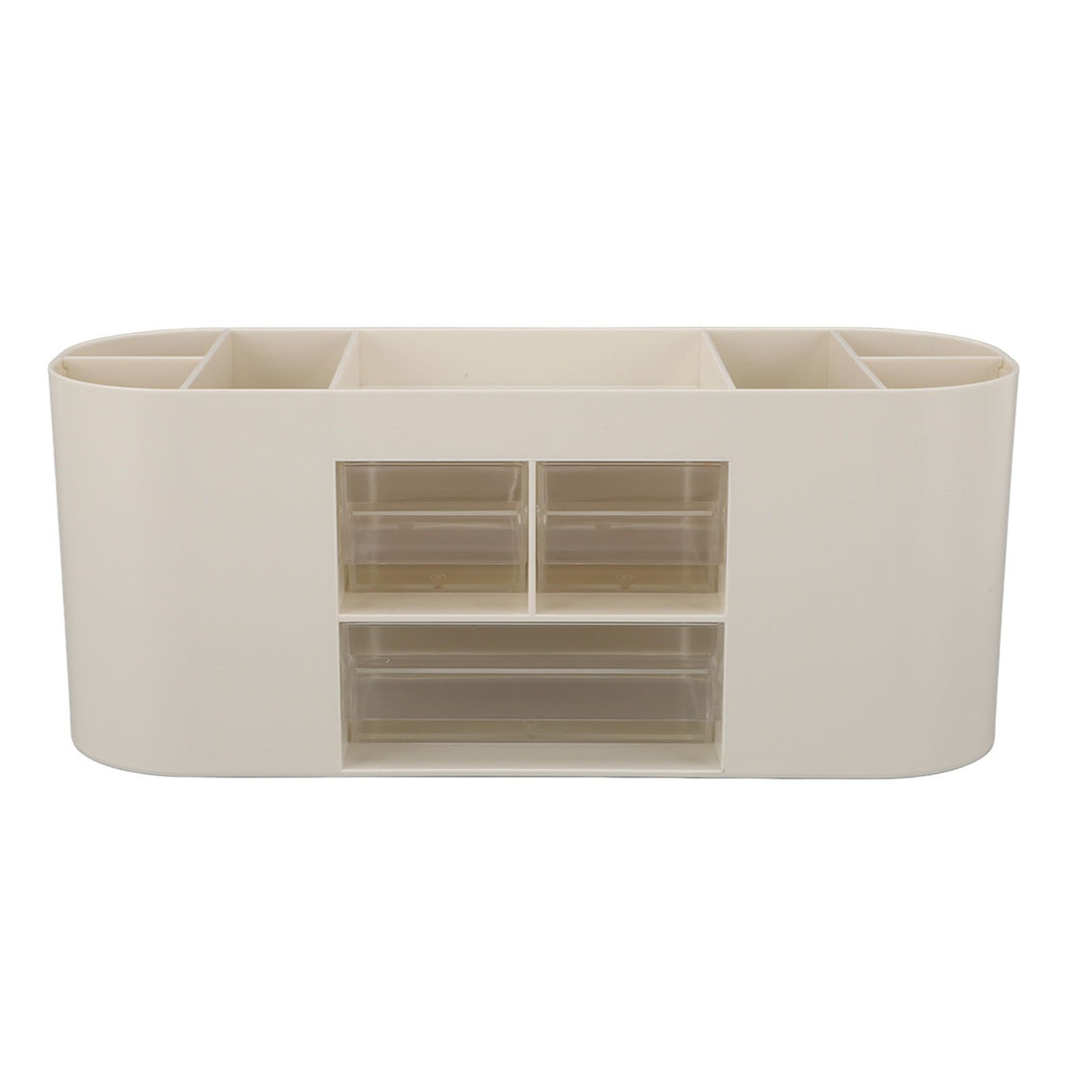 Pen Holder with Transparent Drawers Large Capacity Multiple Compartment Plastic Pencil Storage Organizer for Office Desk White