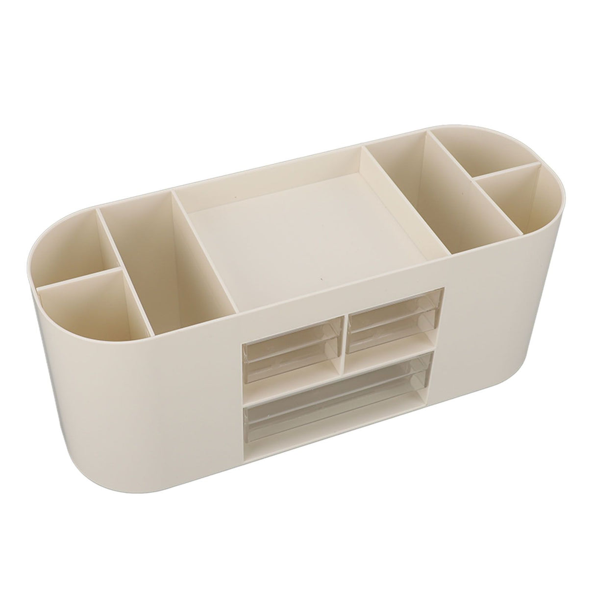 Pen Holder with Transparent Drawers Large Capacity Multiple Compartment Plastic Pencil Storage Organizer for Office Desk White