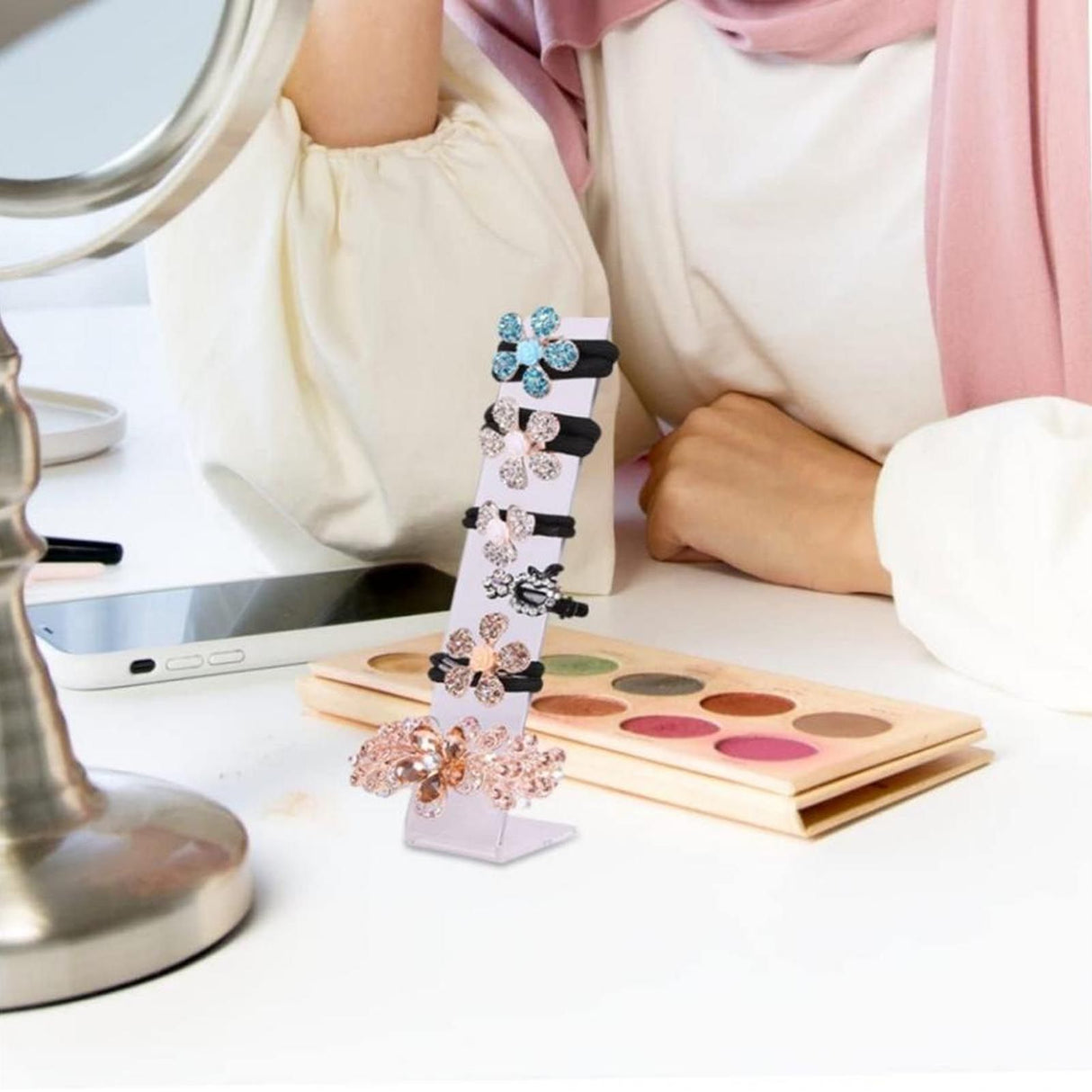 4 Pcs Acrylic Hair Band Display Stand Hair Clasp Hair Clasp Jewelry Display Holder for Shop Transparent
