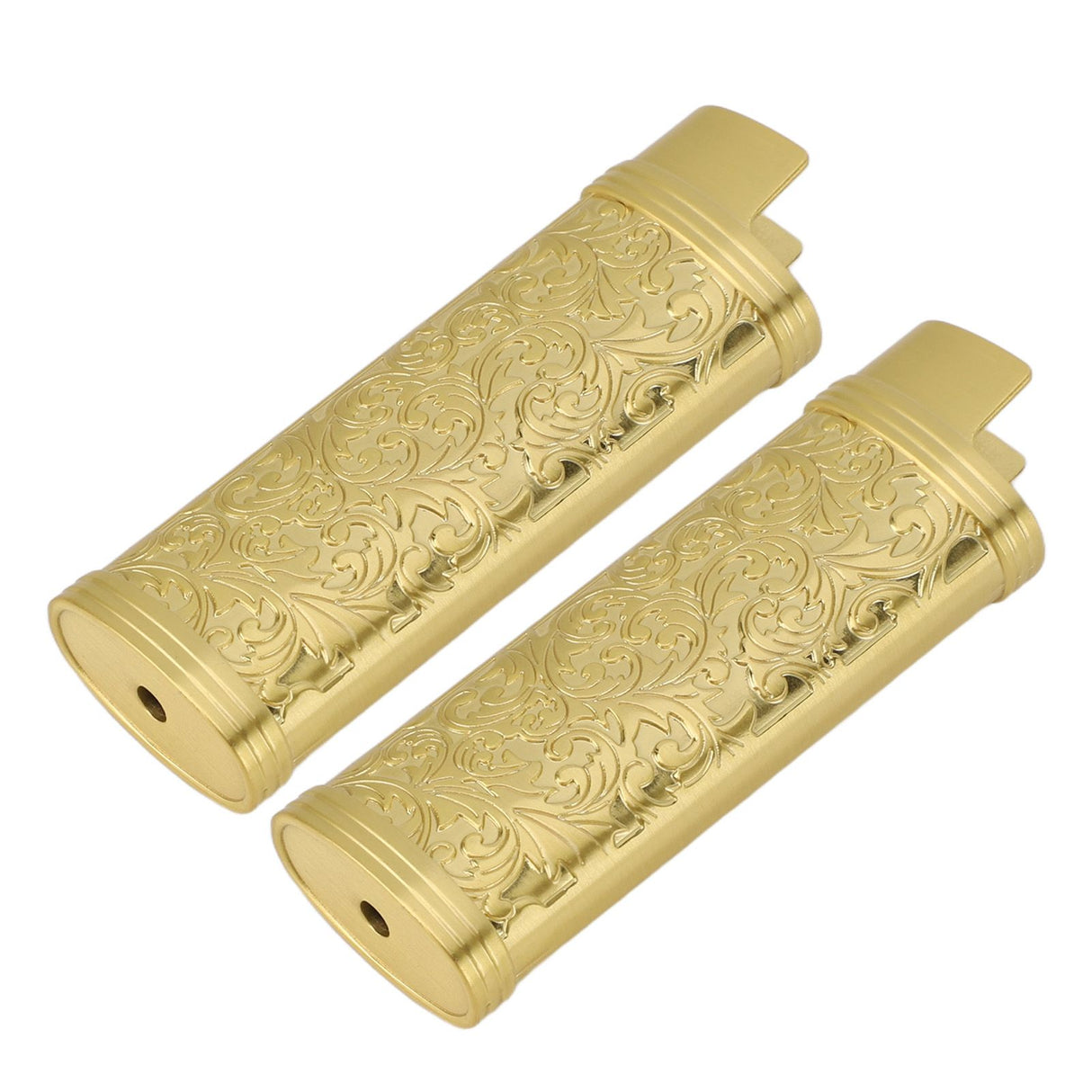 2PCS Lighter Case Cover Vintage Style Floral Stamped Zinc Alloy Shell for Lighter Protection Gold
