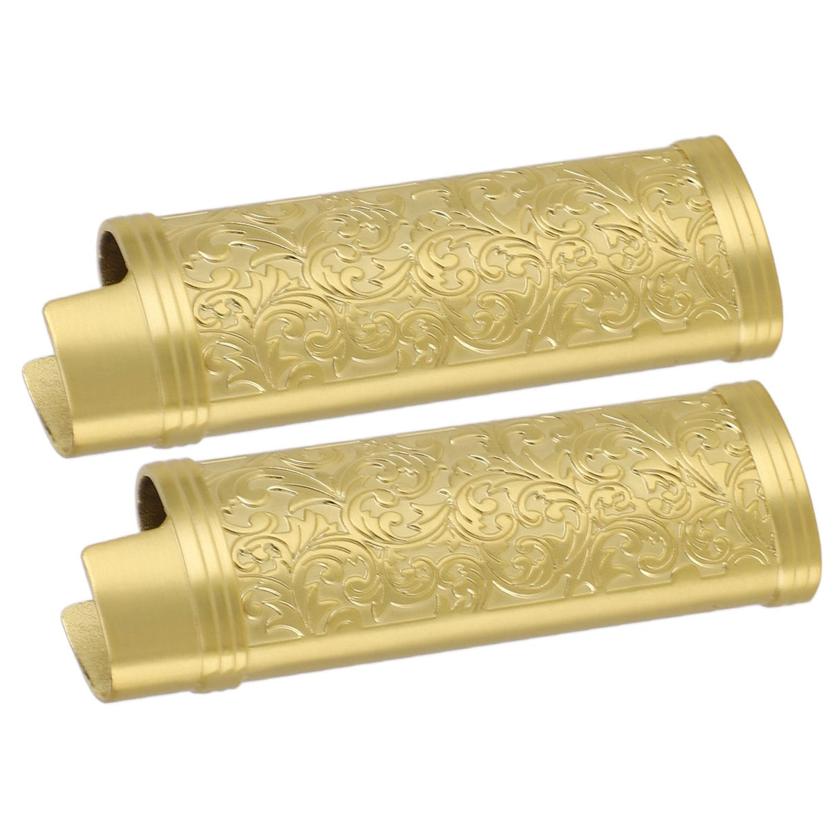 2PCS Lighter Case Cover Vintage Style Floral Stamped Zinc Alloy Shell for Lighter Protection Gold
