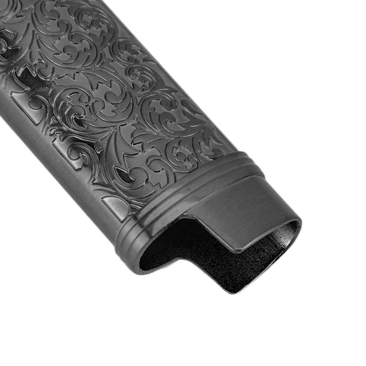 2PCS Lighter Case Cover Vintage Style Floral Stamped Zinc Alloy Shell for Lighter Protection Black