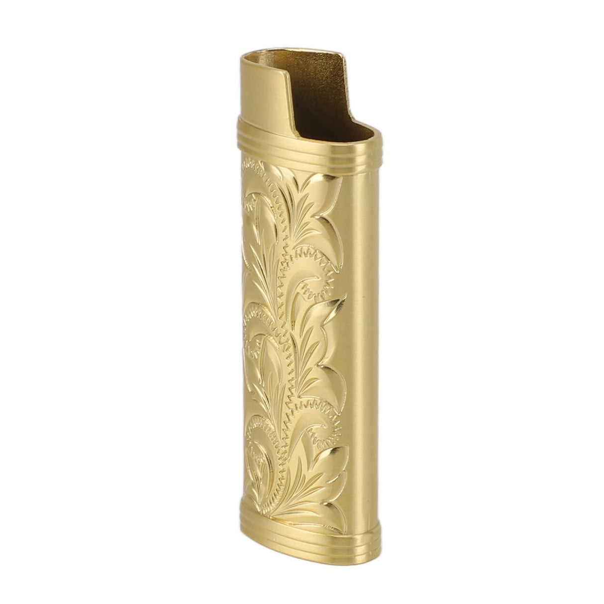 2Pcs Lighter Case Zinc Alloy Lighter Storage Container Floral Pattern for Outdoor Camping Hiking Gold