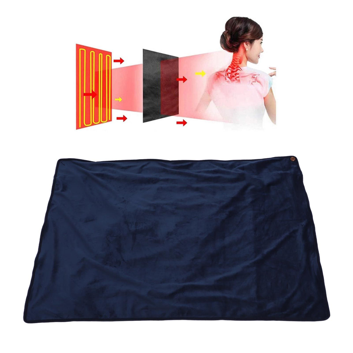 Heating Blanket Multifunctional Adjustable Temperature Control USB Electric Heated Blanket Navy Blue