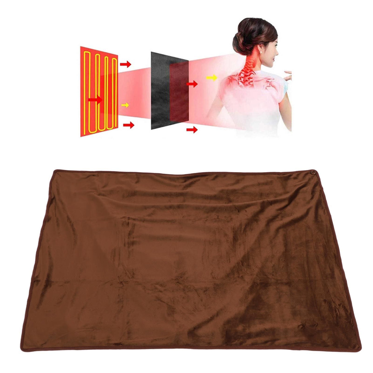 Heating Blanket Multifunctional Adjustable Temperature Control USB Electric Heated Blanket Coffee Color