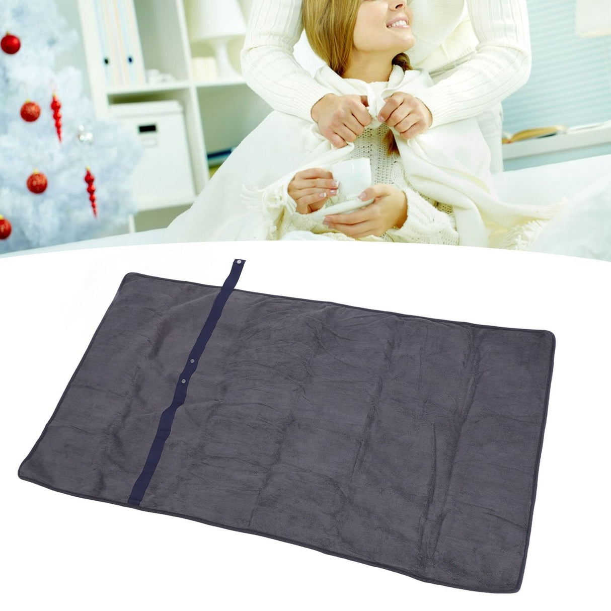 Warming Electric Blanket USB Polyester Fiber Multifunctional Adjustable Fast Heating Shawl for Camping Outdoor Activities Dark Gray