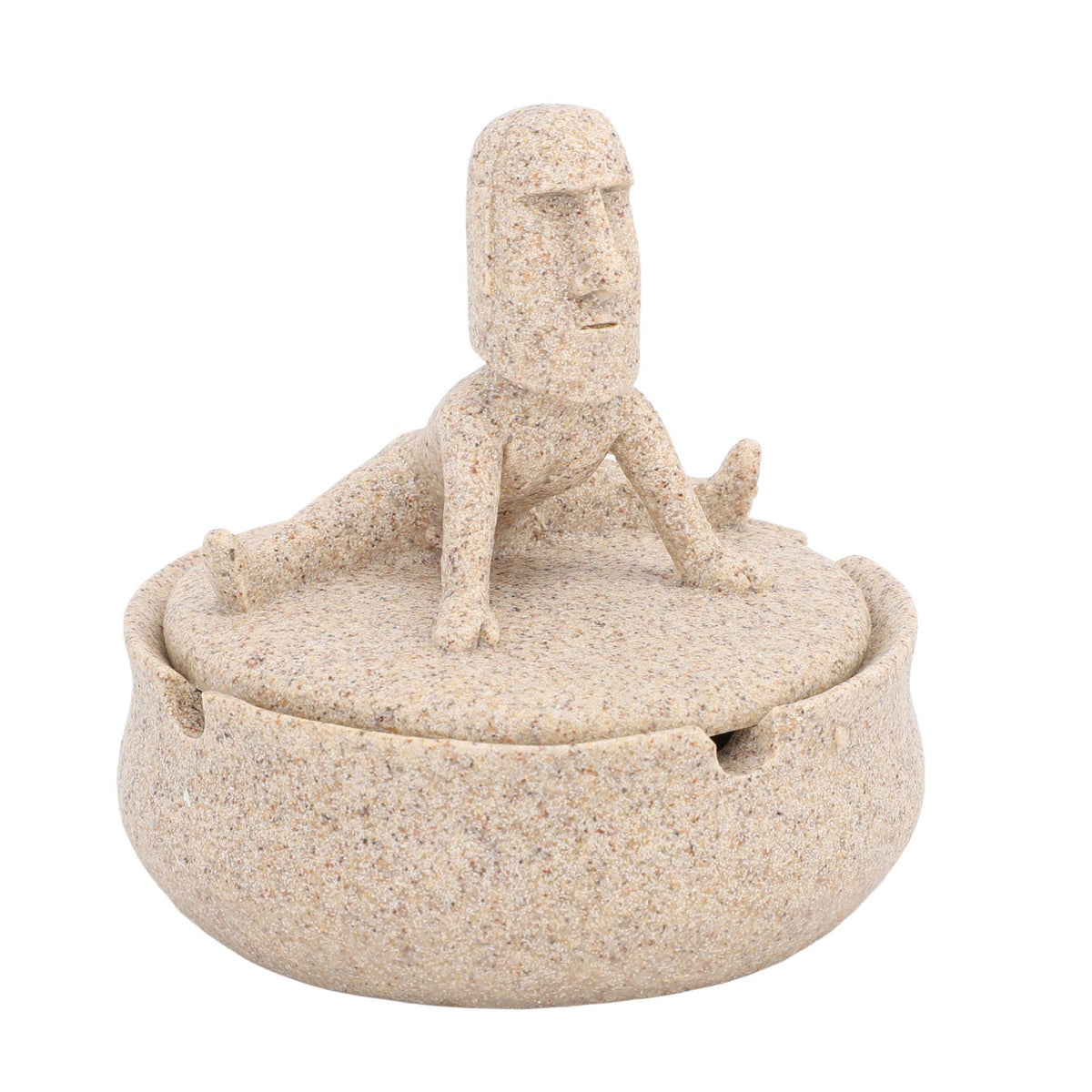 Resin Easter Island Moai Statue Ashtray Decorative Quirky Moai Ashtray Home Decor Table Desktop Ornament with Lid