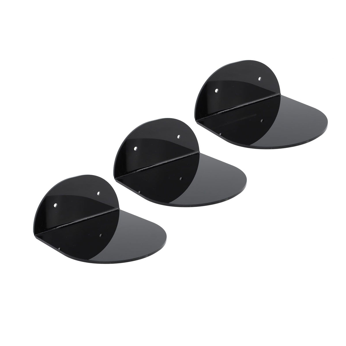 3pcs Wall Speaker Floating Shelves Acrylic Waterproof Wall Mounted Speaker Display Stand for Baby Camera Small Alarm Clock Black