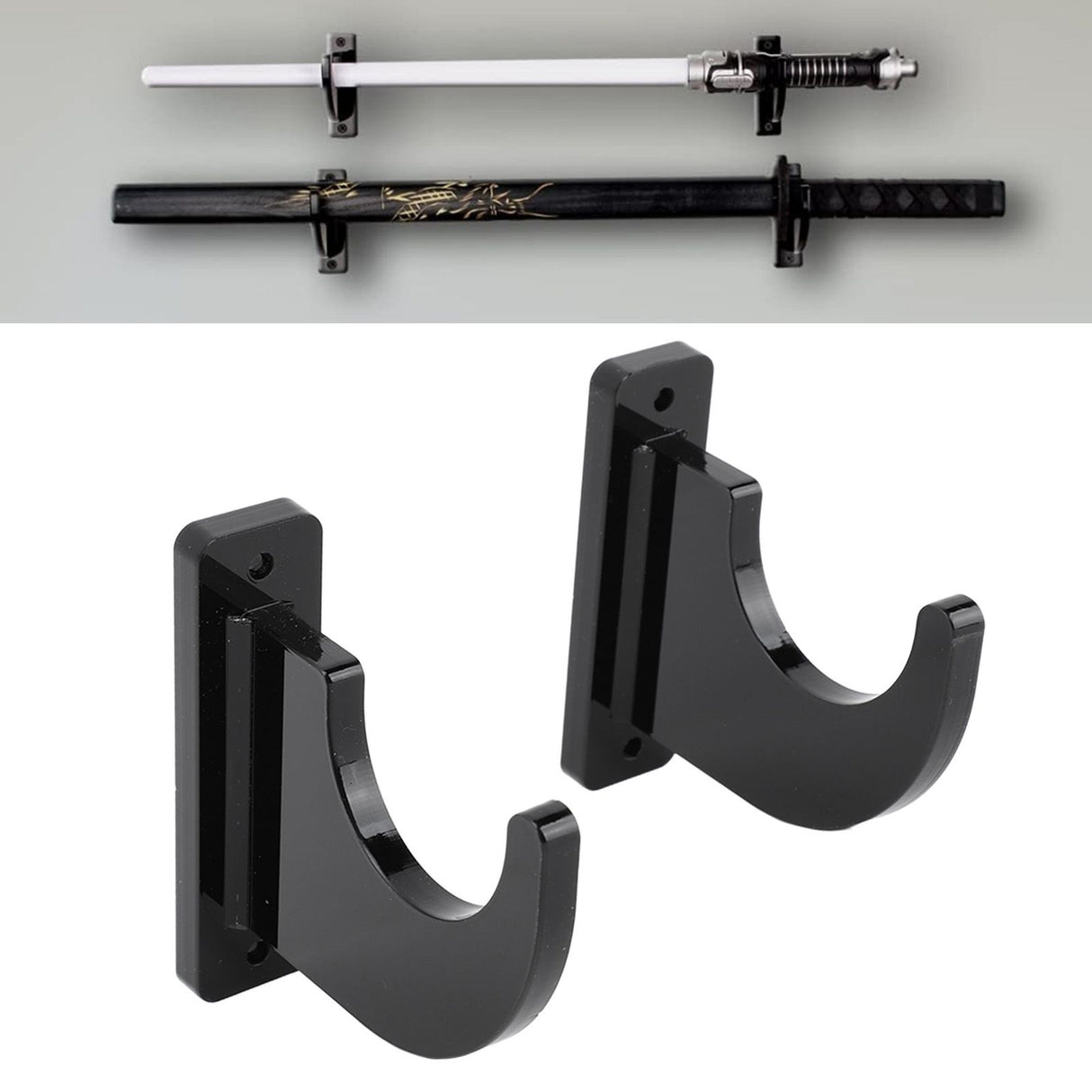 2 PCS Sword Holder Acrylic Wall Mount Polished Strong Load Bearing Adjustable Sword Hook for Axes Knives Lightsabers