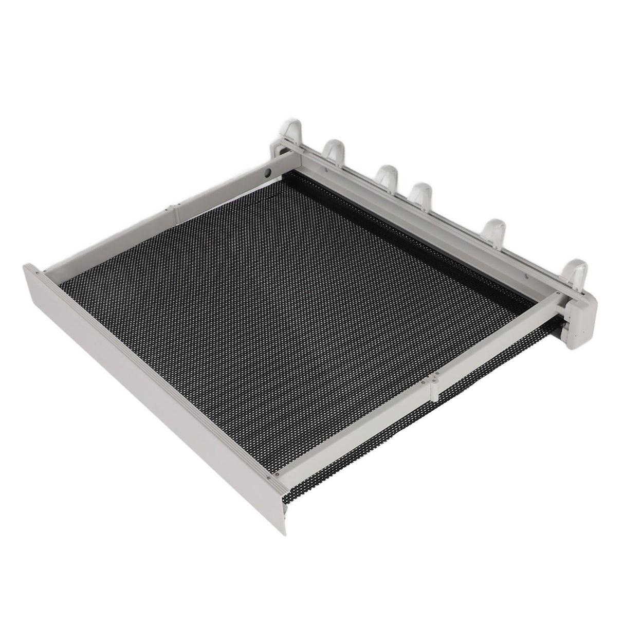 Retractable Clothes Drying Rack with Template Wall Mount Mesh Breathable Platform Aluminium Laundry Drying Rack for Patio Bathroom White