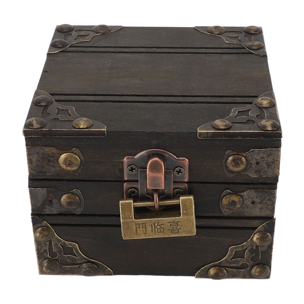 Large Jewelry Box Large Capacity Antique Durable Wood Dark Grey Vintage Jewelry Box with Metal Lock for Jewelry Trinkets