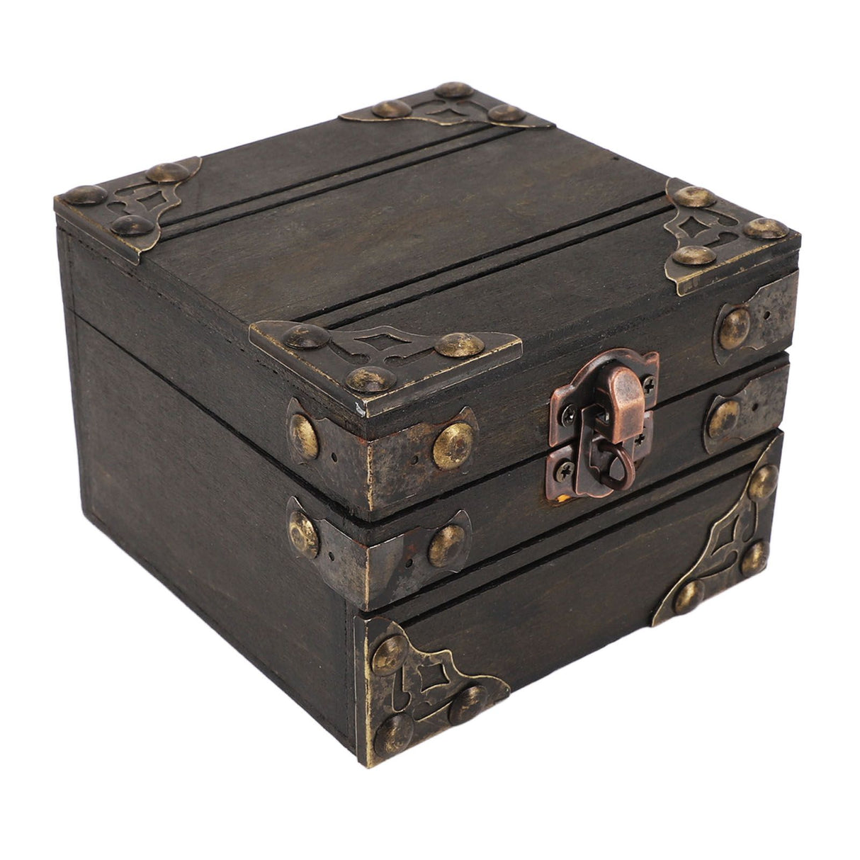 Large Jewelry Box Large Capacity Antique Durable Wood Dark Grey Vintage Jewelry Box with Metal Lock for Jewelry Trinkets