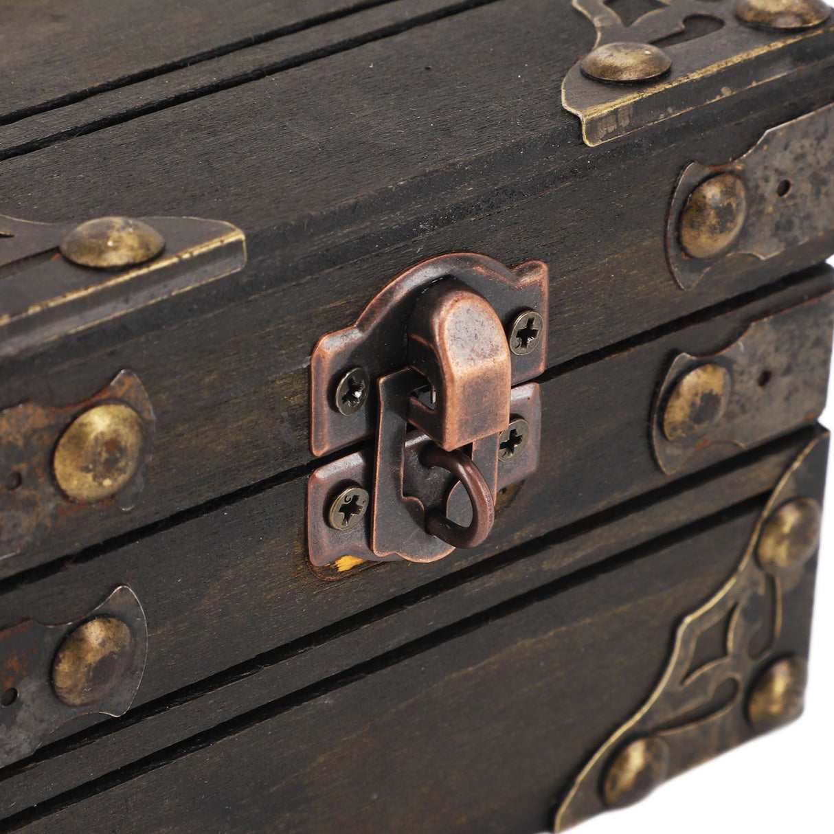 Large Jewelry Box Large Capacity Antique Durable Wood Dark Grey Vintage Jewelry Box with Metal Lock for Jewelry Trinkets