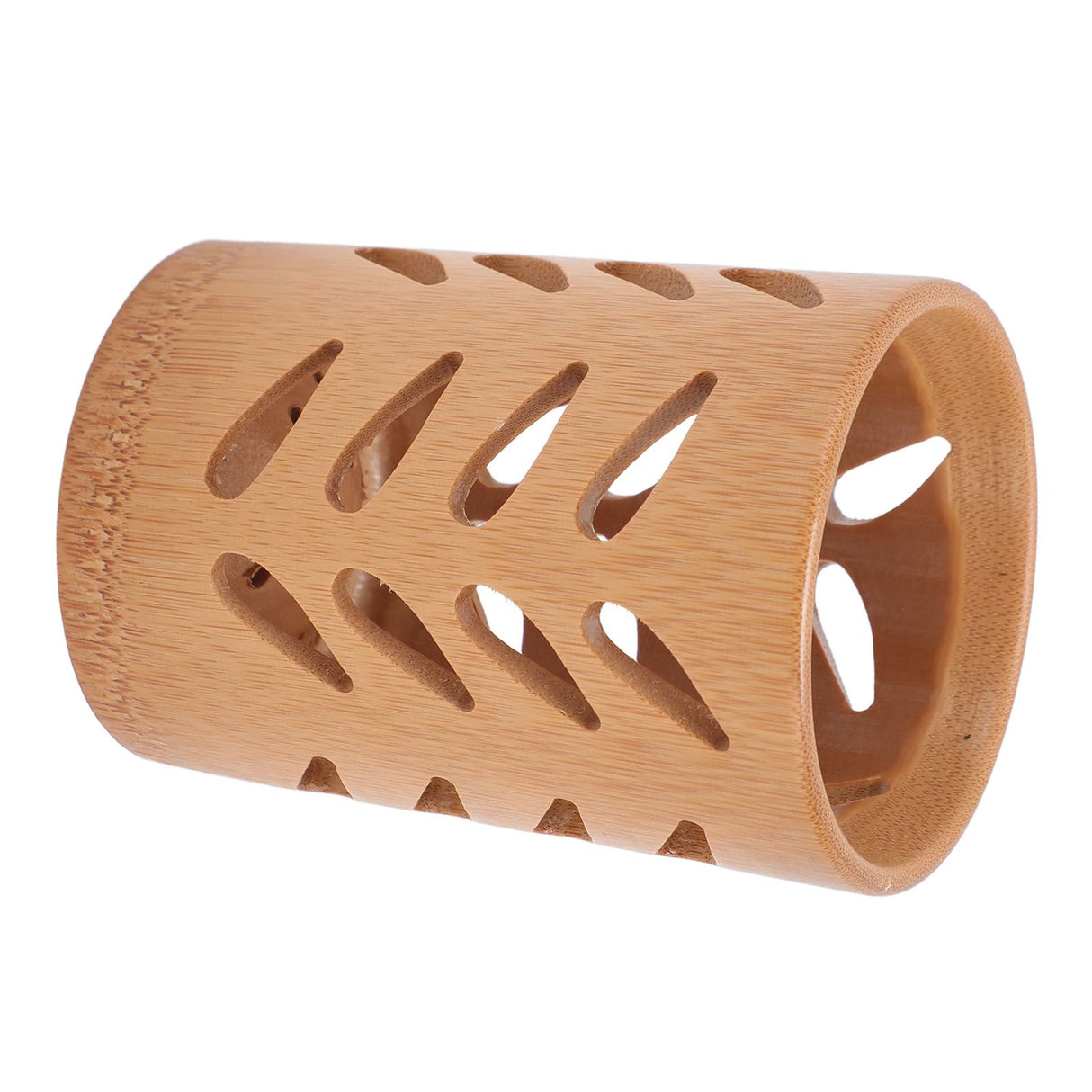 Storage Bucket Multi Purpose Cup Shape Bamboo Toothbrush Holder with Drainage Holes for Makeup Brushes